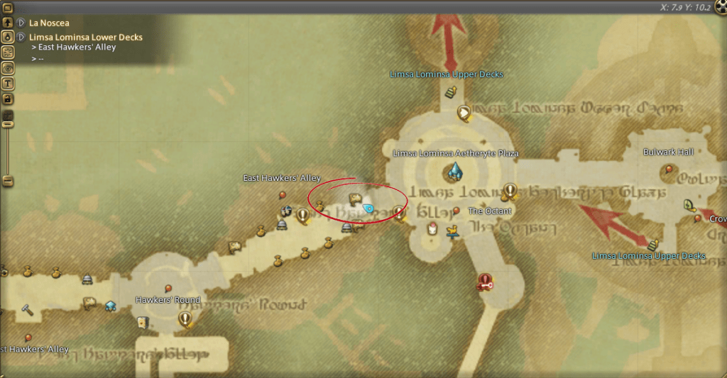 Final Fantasy 14 Limsa Lominsa Market Board Location