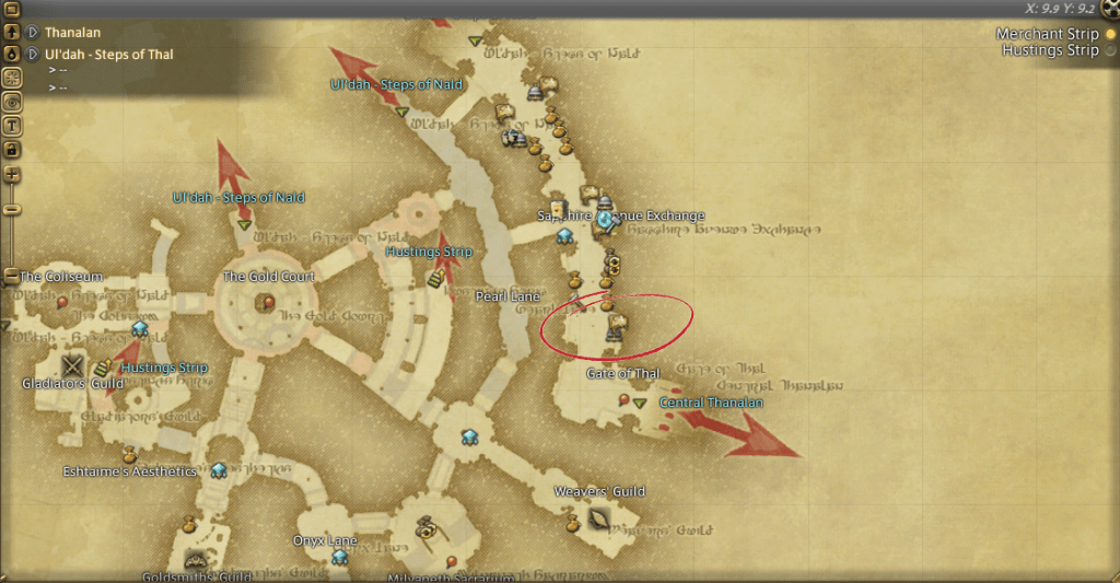 Final Fantasy 14 Ul'dah Market Board Location