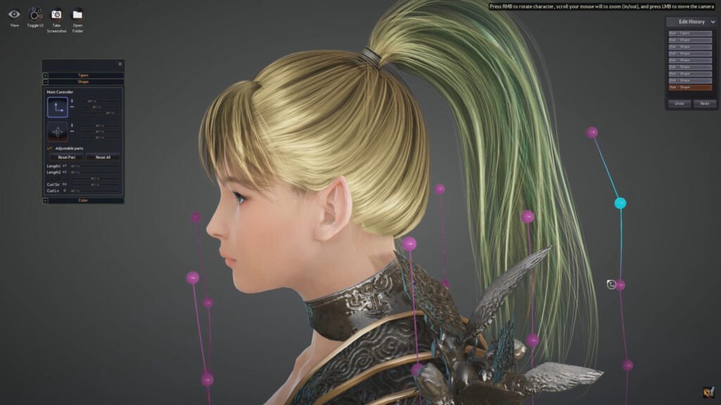 Modifying your hair during Character Creation in Black Desert Online