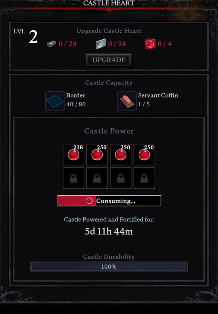 Upgrade Castle Heart in V Rising