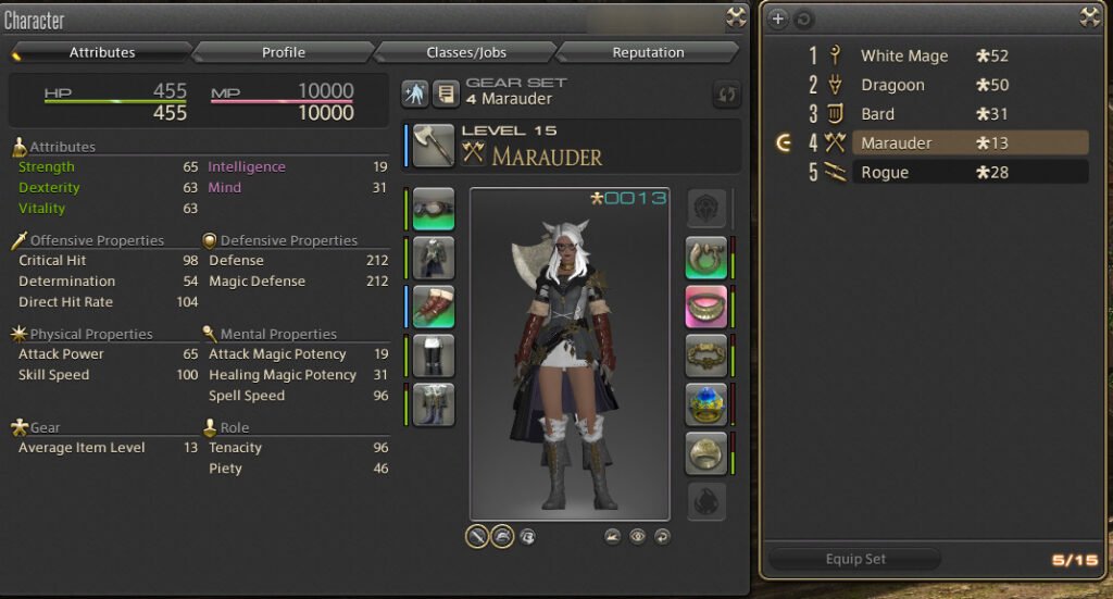 Switching Gear Sets on the go in Final Fantasy 14