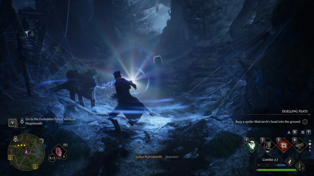 Casting Depulso in Hogwarts Legacy