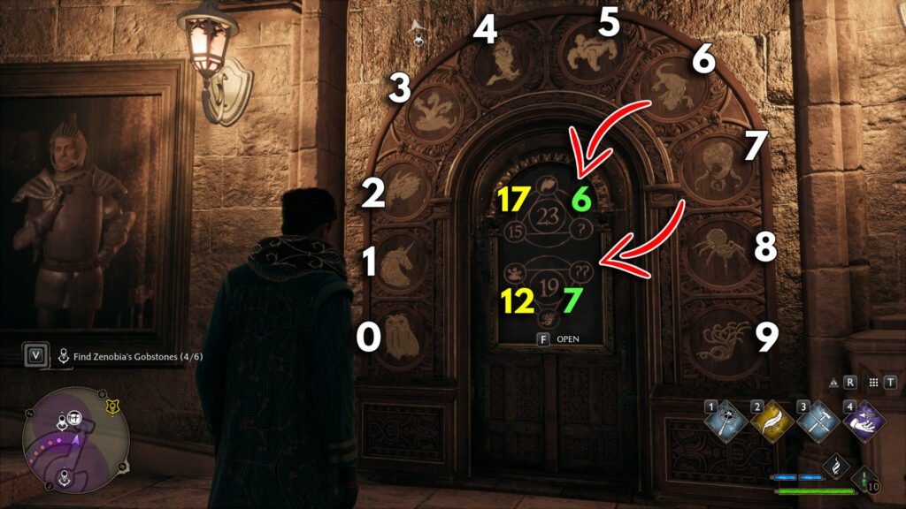 A possible solution for the Arithmancy Puzzle Doors in Hogwarts Legacy