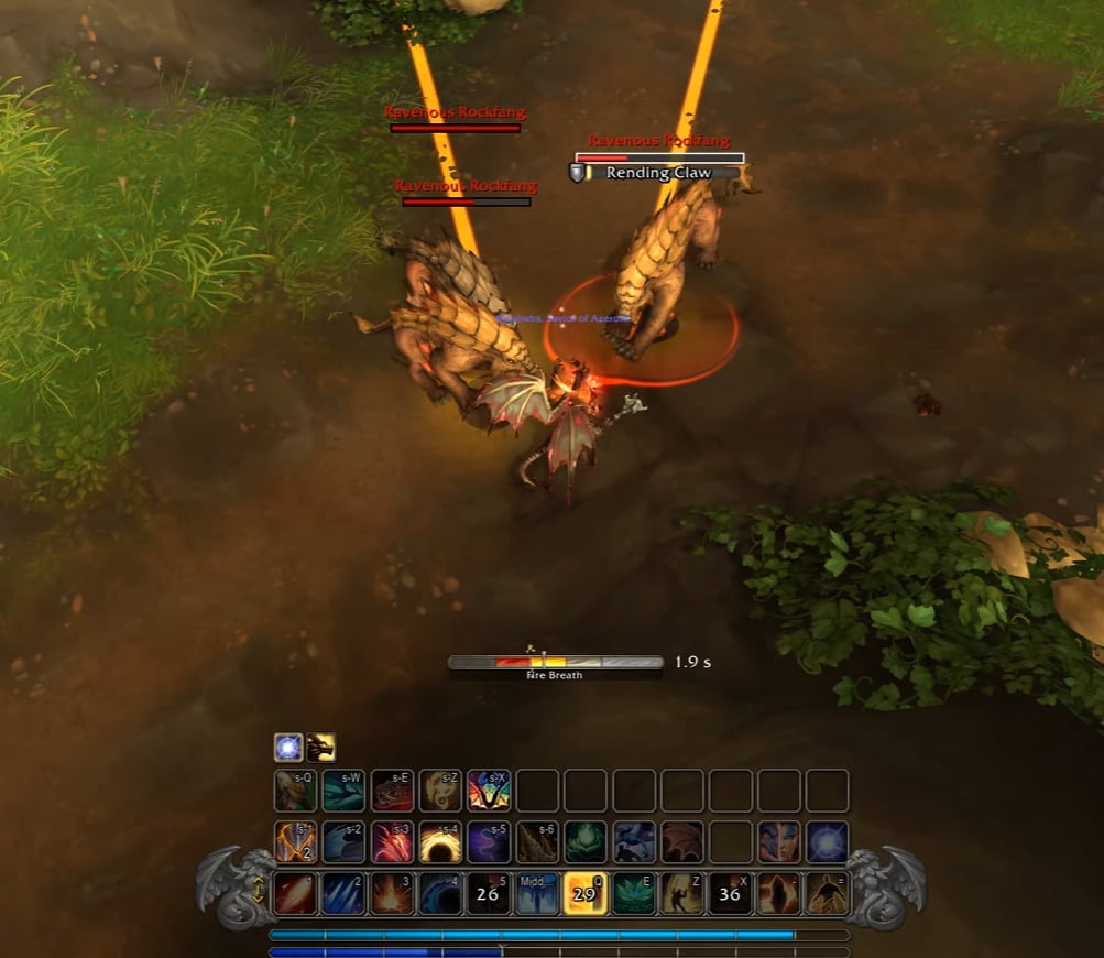 Charging the "Fire Breath" spell in WoW: Dragonflight