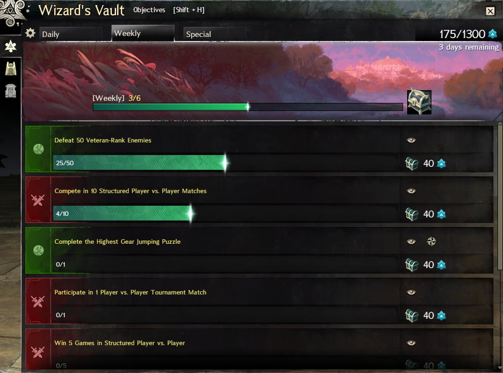 Weekly rewards in Guild Wars 2