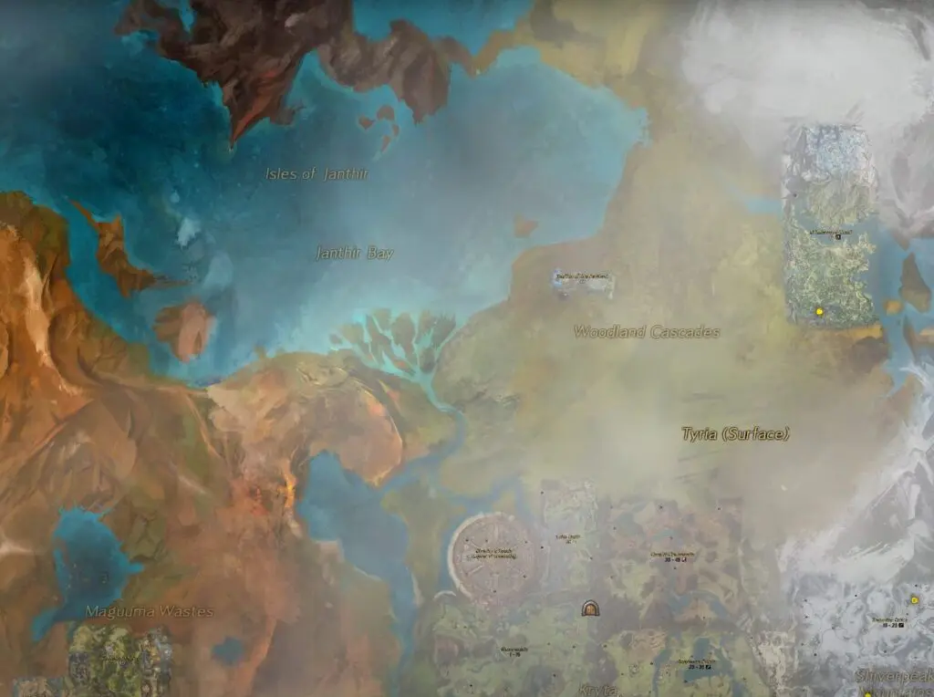 The Ilses of Janthir on the Guild Wars 2 world map.