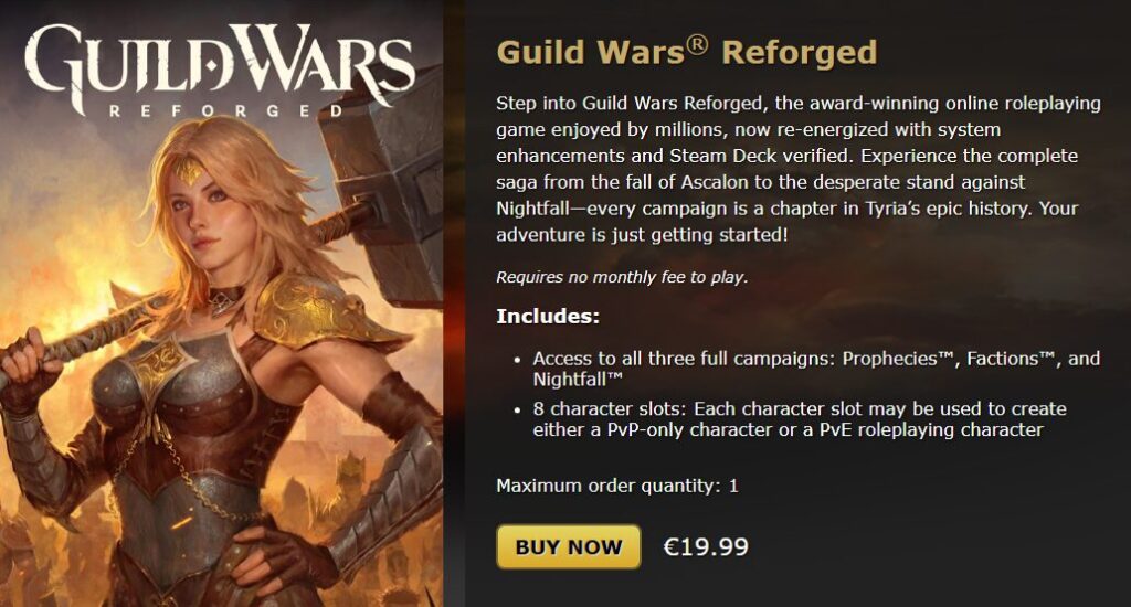 The current Guild Wars: Reforged bundle