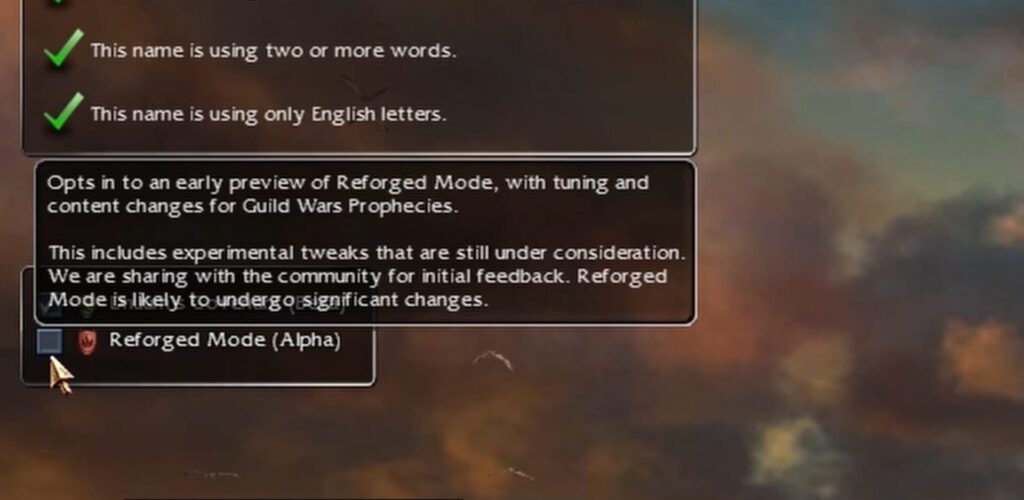 Opting Into Reforged Mode in Guild Wars: Reforged